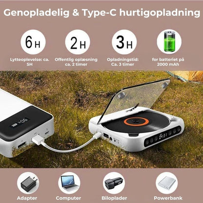 Bærbar CD-afspiller med Bluetooth
